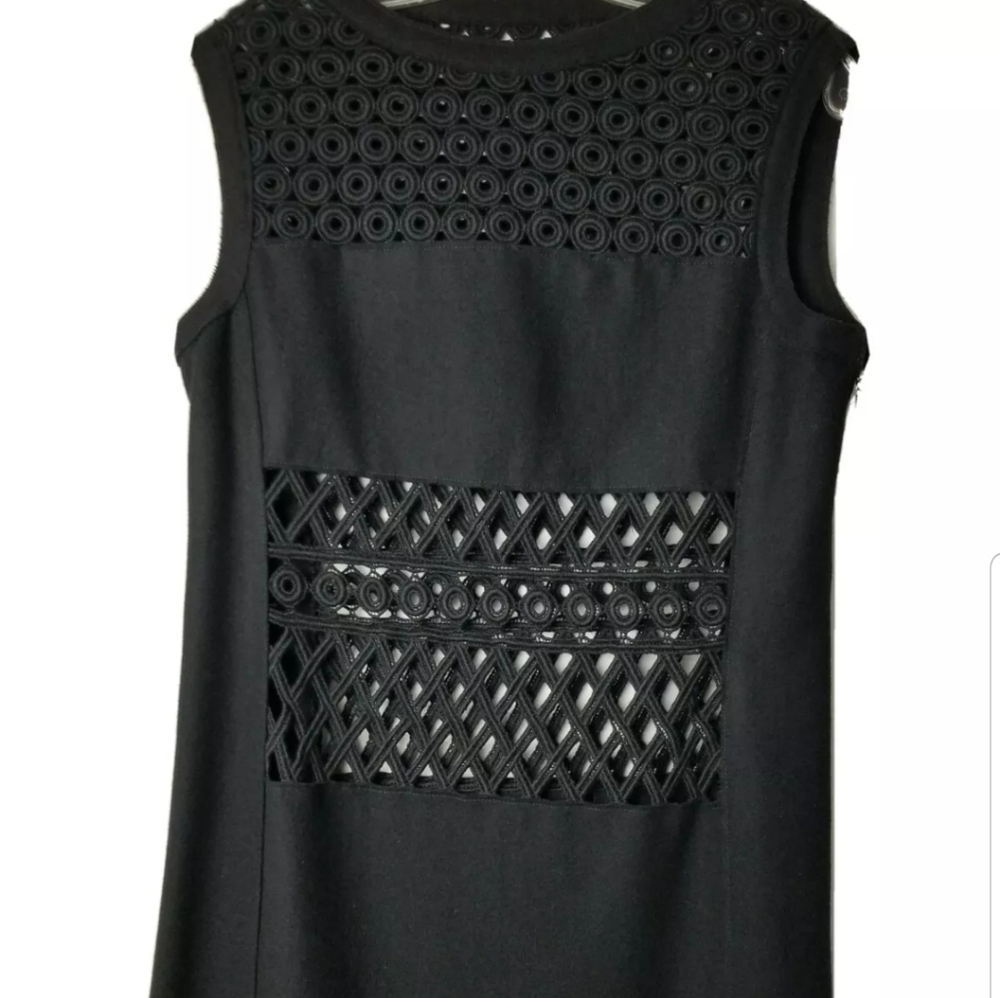 Alberta Ferretti Philosophy Di  Dress Black Maxi Windowpane Embroidered Size 8